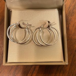 Pure 100 by Danecraft Triple Silver Hoops